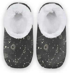 Poeticcity Unisex Fuzzy House Slippers, Warm Fur Lining Shoes, Non-Slip Memory Foam Slippers M-XXL
