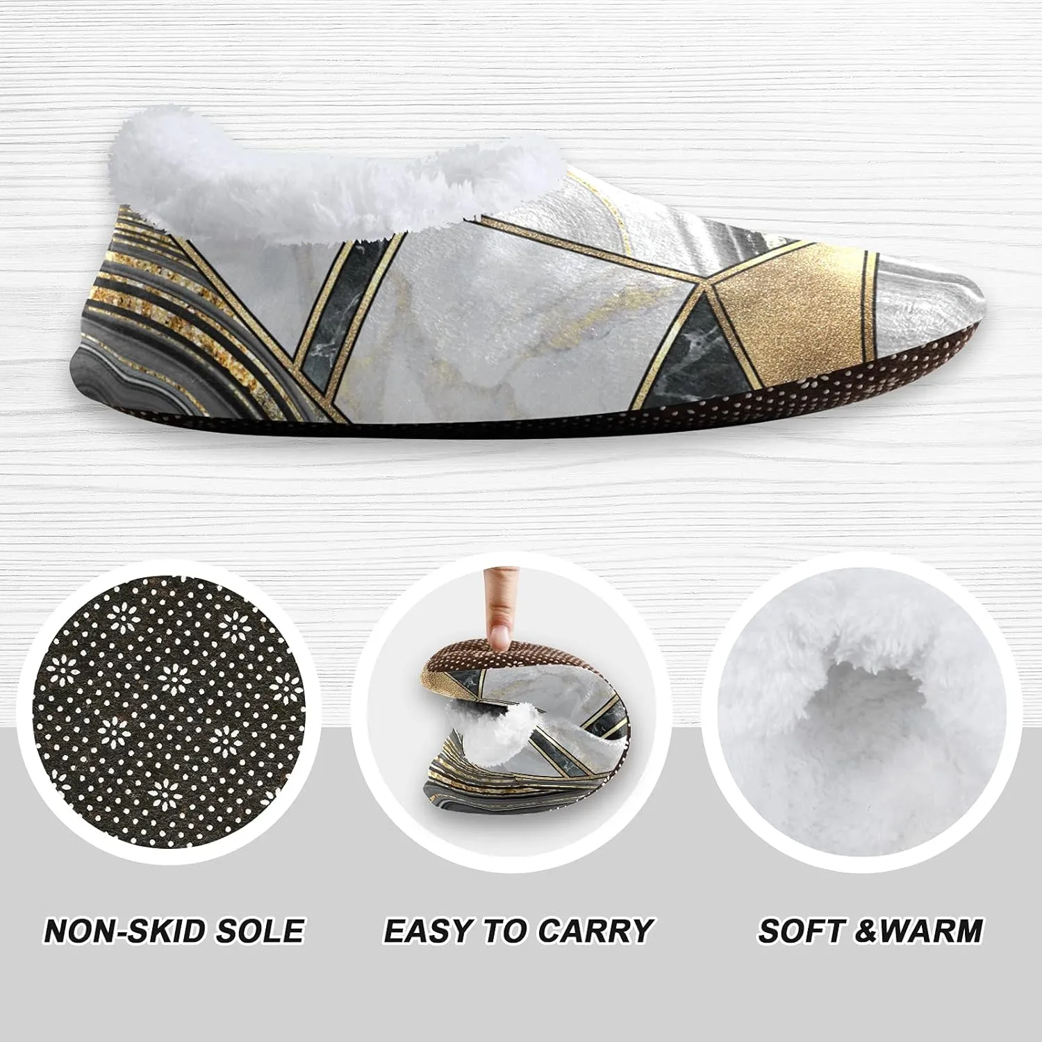 Poeticcity Unisex Fuzzy House Slippers, Warm Fur Lining Shoes, Non-Slip Memory Foam Slippers M-XXL