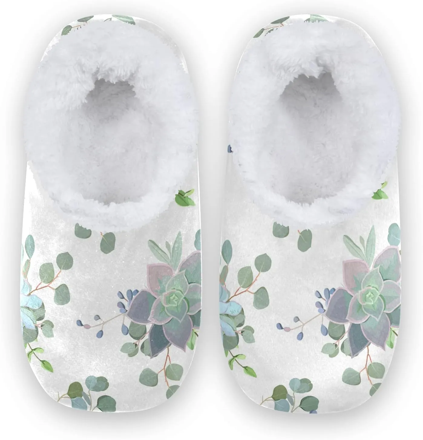 Poeticcity Unisex Fuzzy House Slippers, Warm Fur Lining Shoes, Non-Slip Memory Foam Slippers M-XXL