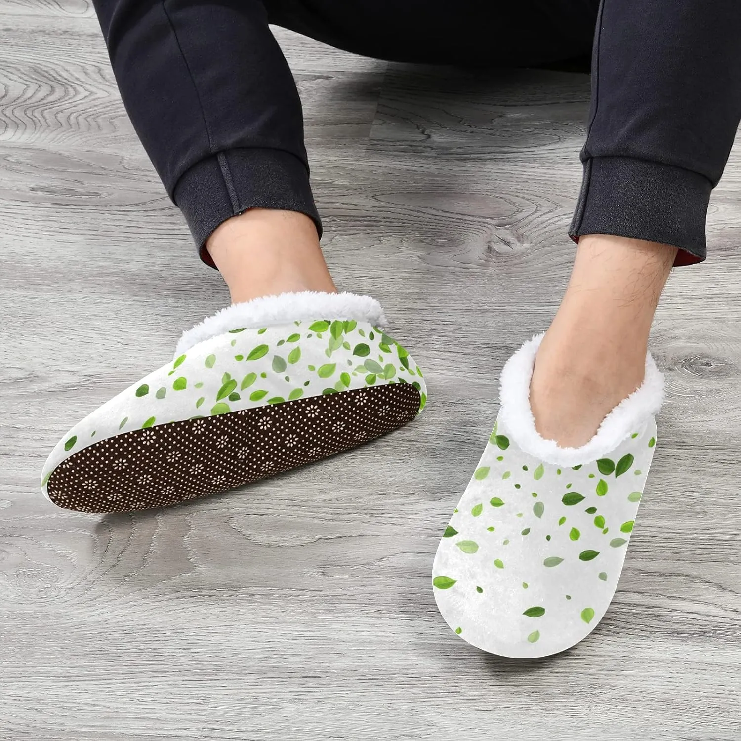 Poeticcity Unisex Fuzzy House Slippers, Warm Fur Lining Shoes, Non-Slip Memory Foam Slippers M-XXL