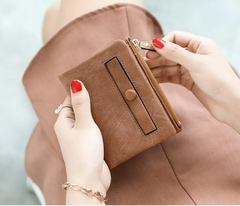 PofeeXIO Womens Wallets Small Rfid Ladies Bifold Wallet With Zipper Coin Pocket,Mini Purse Soft Compact Thin (Light Brown)