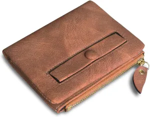 PofeeXIO Womens Wallets Small Rfid Ladies Bifold Wallet With Zipper Coin Pocket,Mini Purse Soft Compact Thin (Light Brown)