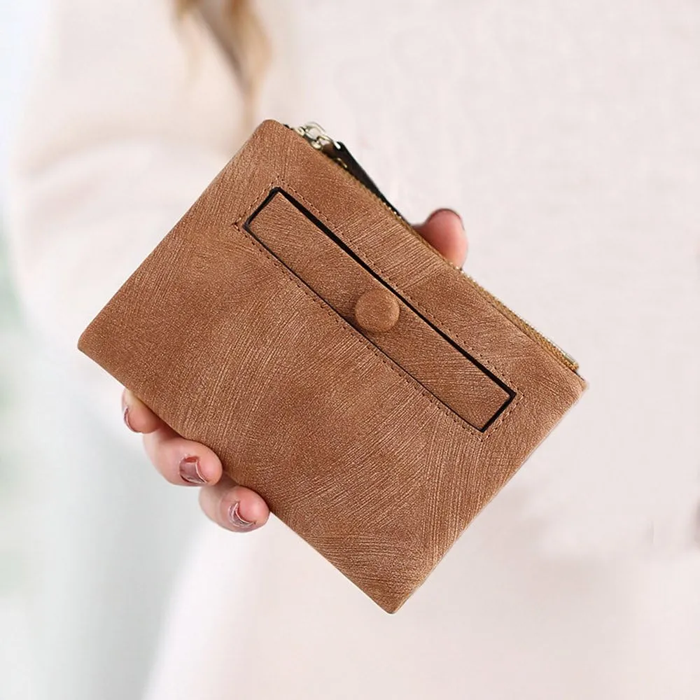 PofeeXIO Womens Wallets Small Rfid Ladies Bifold Wallet With Zipper Coin Pocket,Mini Purse Soft Compact Thin (Light Brown)