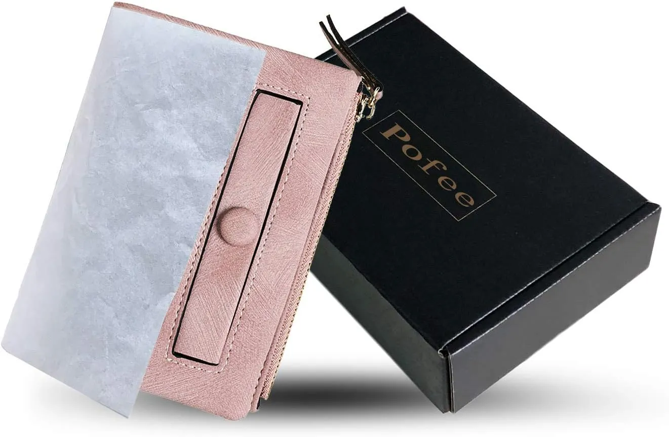 PofeeXIO Womens Wallets Small Rfid Ladies Bifold Wallet With Zipper Coin Pocket,Mini Purse Soft Compact Thin (light pink)