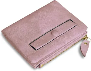 PofeeXIO Womens Wallets Small Rfid Ladies Bifold Wallet With Zipper Coin Pocket,Mini Purse Soft Compact Thin (light pink)
