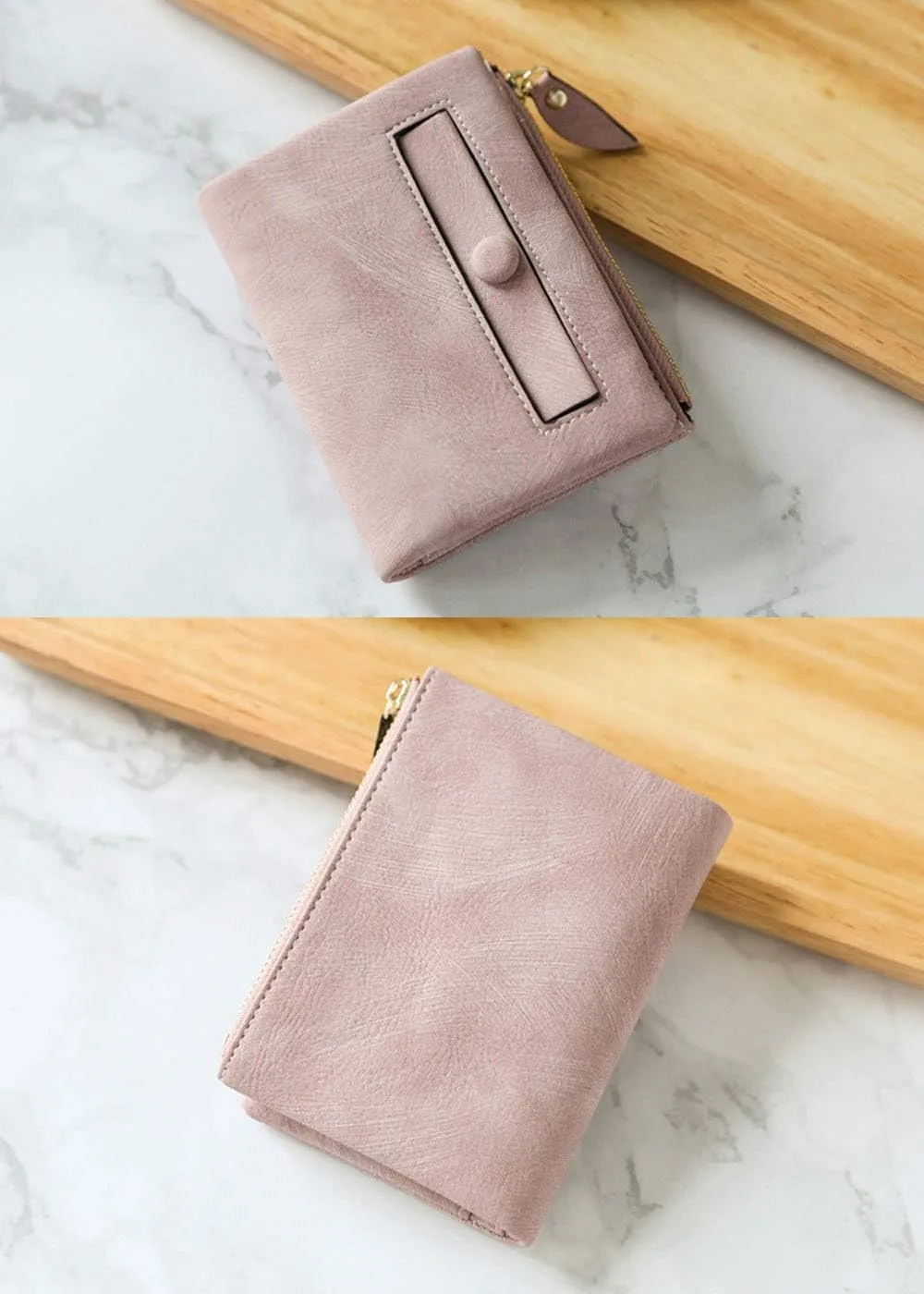 PofeeXIO Womens Wallets Small Rfid Ladies Bifold Wallet With Zipper Coin Pocket,Mini Purse Soft Compact Thin (light pink)
