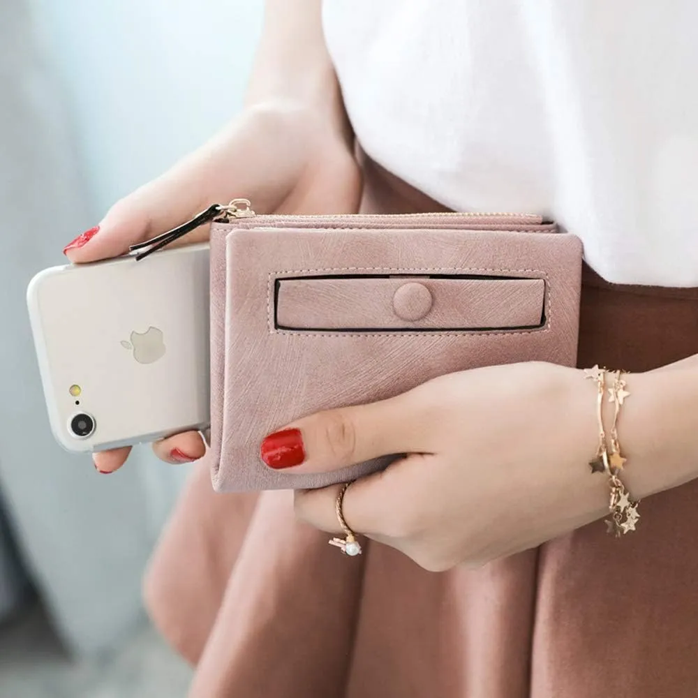 PofeeXIO Womens Wallets Small Rfid Ladies Bifold Wallet With Zipper Coin Pocket,Mini Purse Soft Compact Thin (light pink)