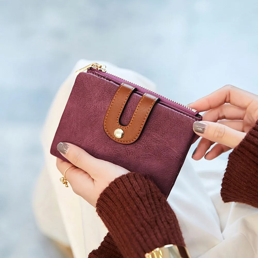 PofeeXIO Womens Wallets Small Rfid Ladies Bifold Wallet With Zipper Coin Pocket,Mini Purse Soft Compact Thin (purple)