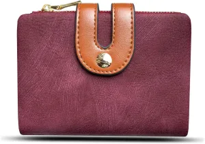 PofeeXIO Womens Wallets Small Rfid Ladies Bifold Wallet With Zipper Coin Pocket,Mini Purse Soft Compact Thin (purple)