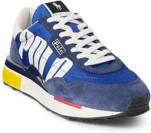 POLO RALPH LAUREN, Men's, Suede Nylon-Train 89Polo-Sneakers-Low Top Lace, Classic Azur/Newport Navy/Wht, 9.5, Medium