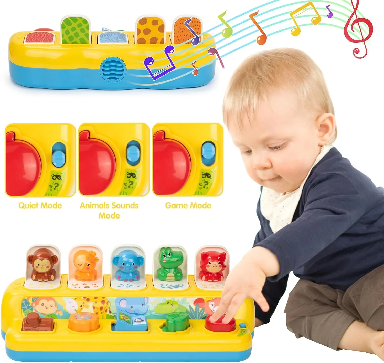 Pop Up Toys for Babies 6-12 Months with Music & Light, Cause and Effect Toys for 1 Year Old, Montessori Toy for 1 Year Old, Musical Baby 9-12-18 Months, Age 1-2 Gift