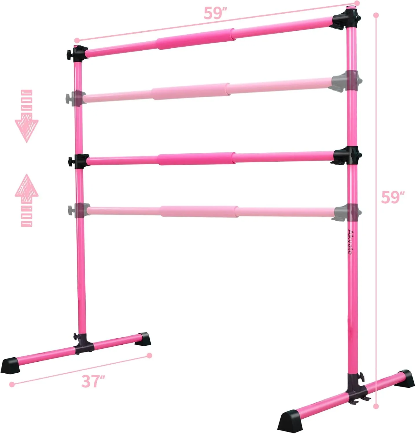 Portable Ballet Barre, 4ft Freestanding Double Ballet Bar with Adjustable Height,4FT Ballet Barre Portable,Ballet Equipment