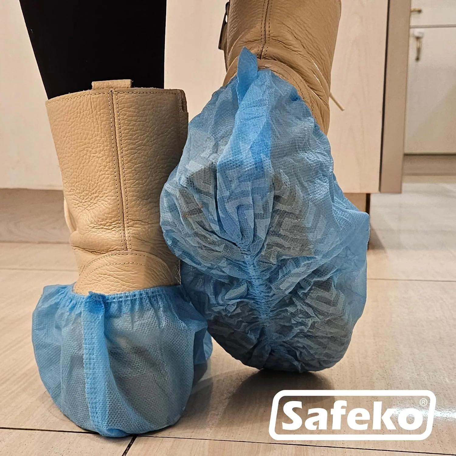 Premium Disposable Boot & Shoe Covers Booties, Durable, Non-Slip, Non-Toxic, Recyclable Protectors, Fits Most Shoes - 10 Packs of 100 (1000)