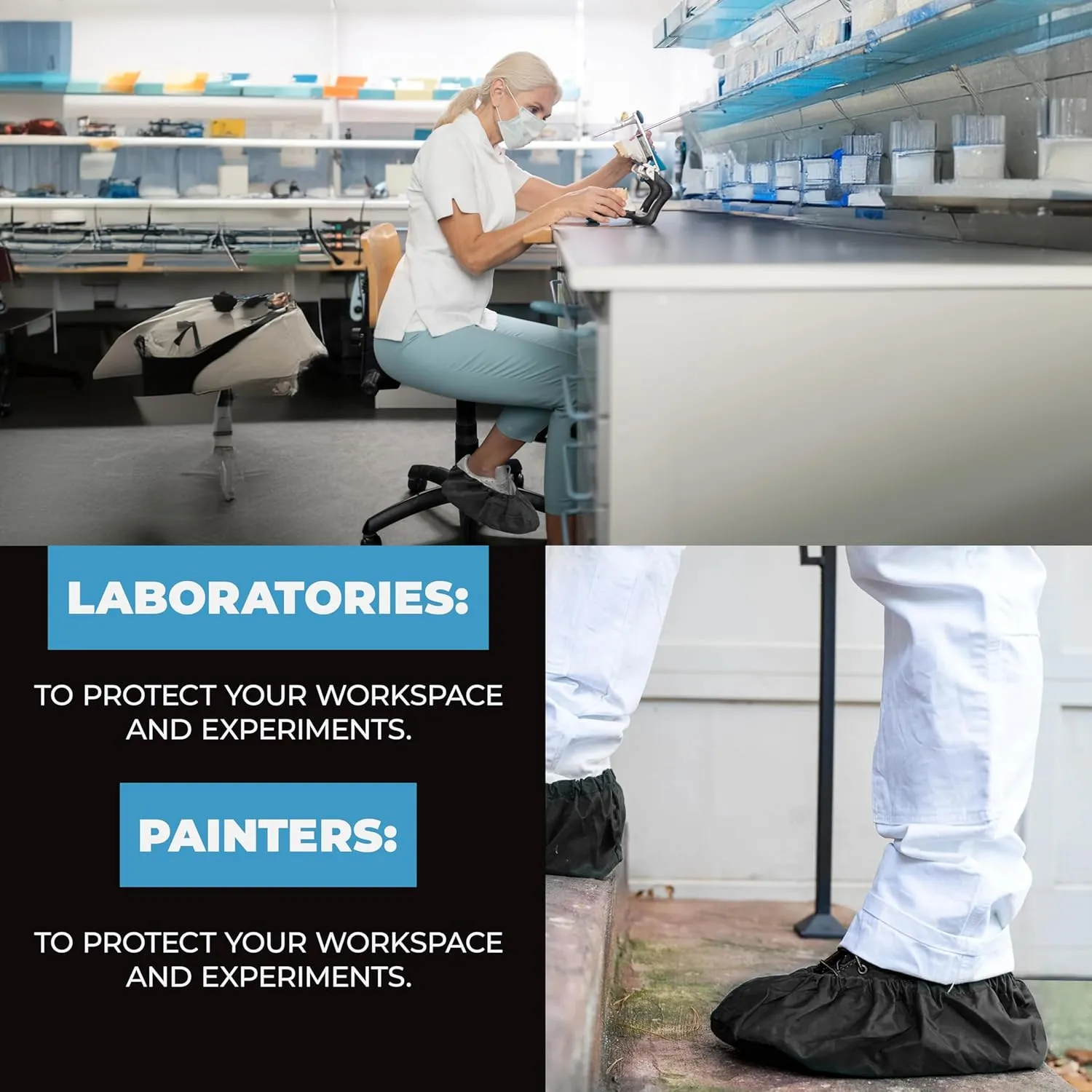 Professional Grade Reusable Boot & Shoe Covers Booties | 4 Pack 2 Pairs | Non-Slip, Waterproof, Recyclable for Indoor & Outdoor Protection