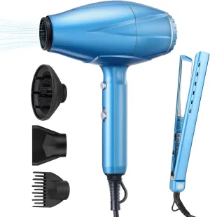 Professional Hair Dryer, Diffuser Hair Dryer with Concentrator/Comb for Women, Blow Dryer Flat Iron Set, Flat Iron Hair Straightener, Straight Curl 2 in 1, Fast Styling, No Frizz, All Hair