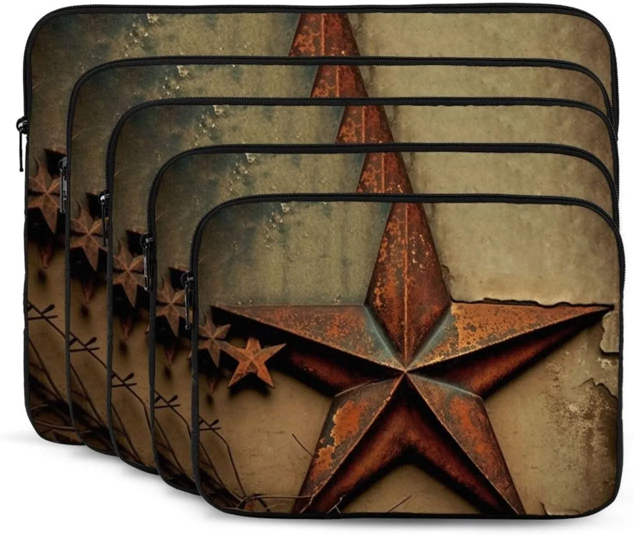 Protective Sleeve Case Laptop Cover Bag Notebook Compatible with 13 Inch - Rusty Stars Primitive Country Rustic Vintage