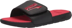 PUMA mens Cool Cat Slide Sandal, Black/High Risk Red, 12 US