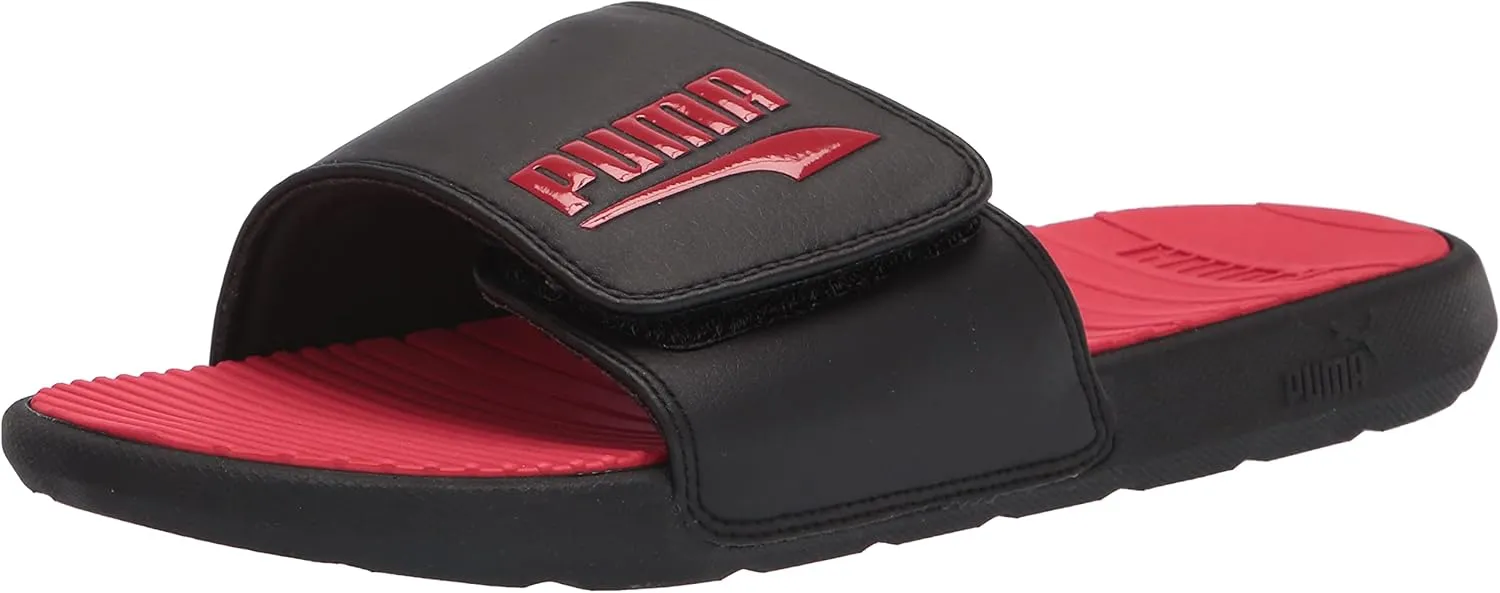 PUMA mens Cool Cat Slide Sandal, Black/High Risk Red, 12 US