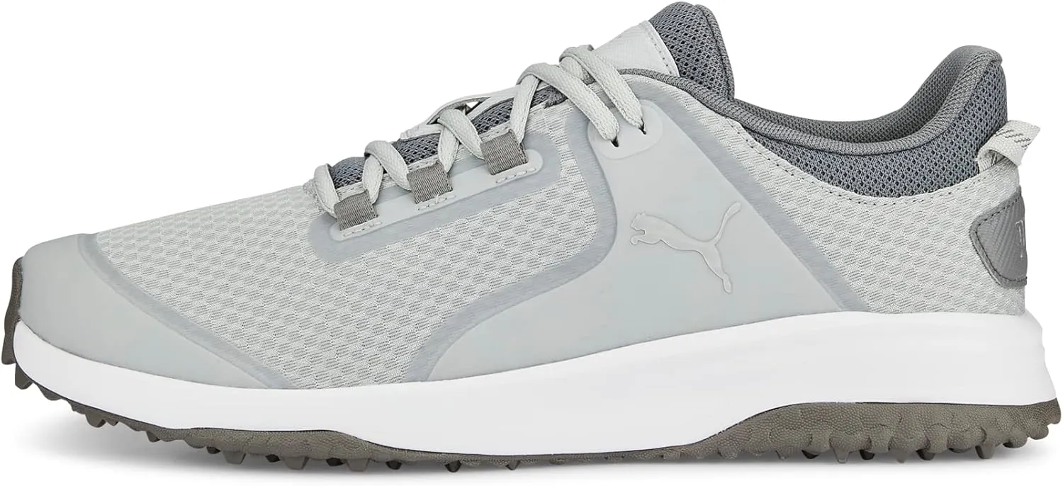 PUMA Men's Fusion Grip Extra Wide Golf Shoe, Light Gray, 9