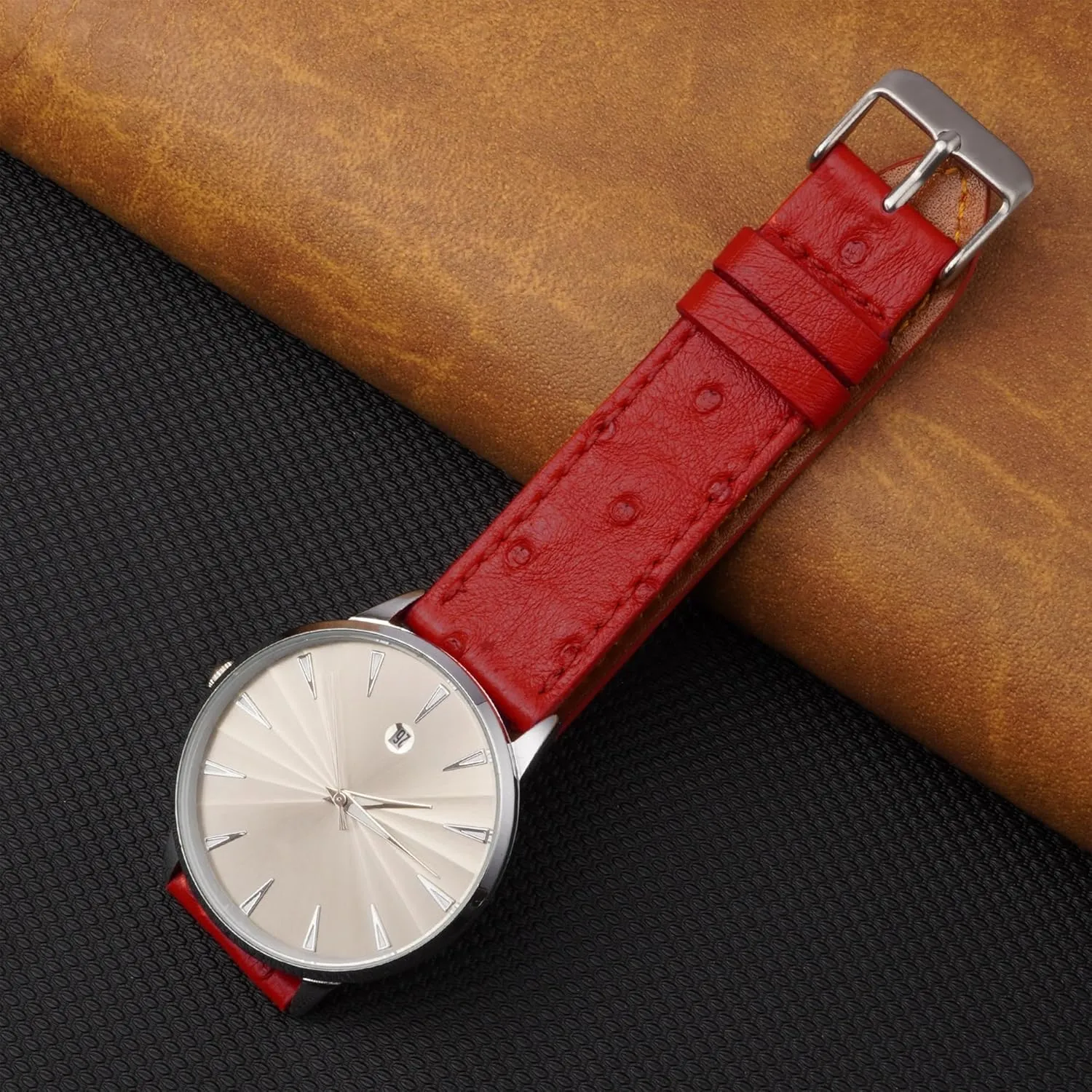 Quick Release Slim Ostrich Leather Watch Bands Men Handmade Replacement Flat Elegant Wrist Watch Straps Vintage Extra Soft Exotic Thin Leather Strap 18mm 19mm 20mm 21mm 22mm