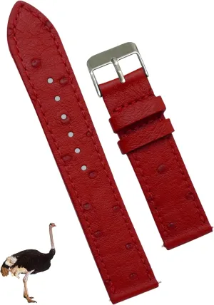Quick Release Slim Ostrich Leather Watch Bands Men Handmade Replacement Flat Elegant Wrist Watch Straps Vintage Extra Soft Exotic Thin Leather Strap 18mm 19mm 20mm 21mm 22mm