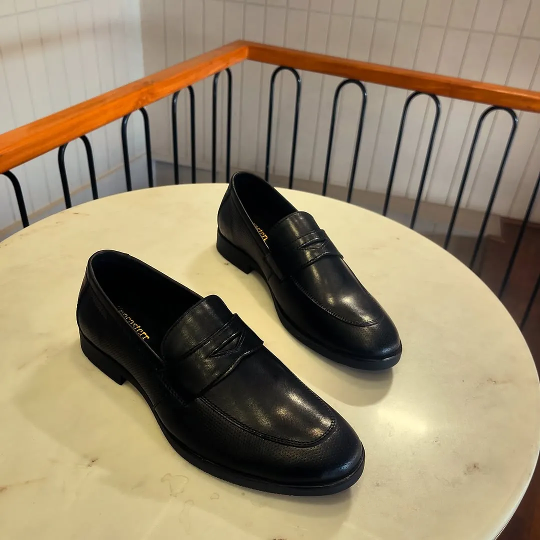 "Blackout Elegance: Premium Penny Loafer"