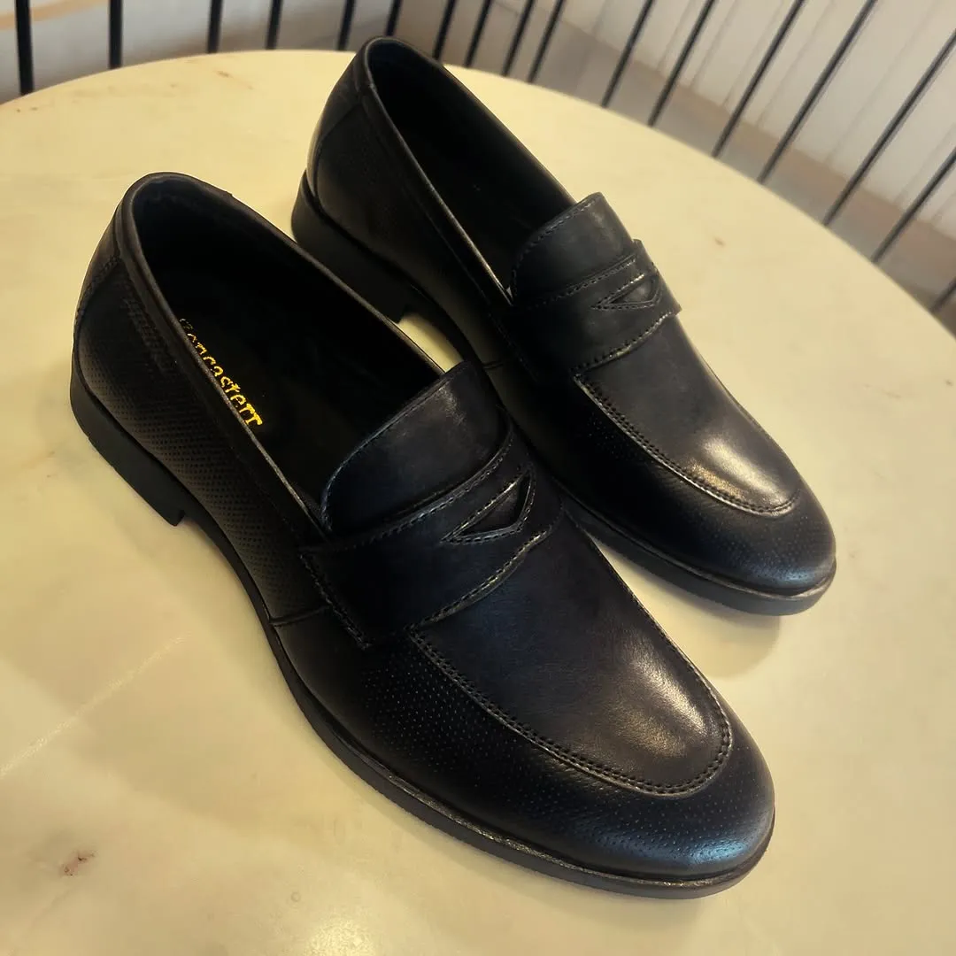 "Blackout Elegance: Premium Penny Loafer"