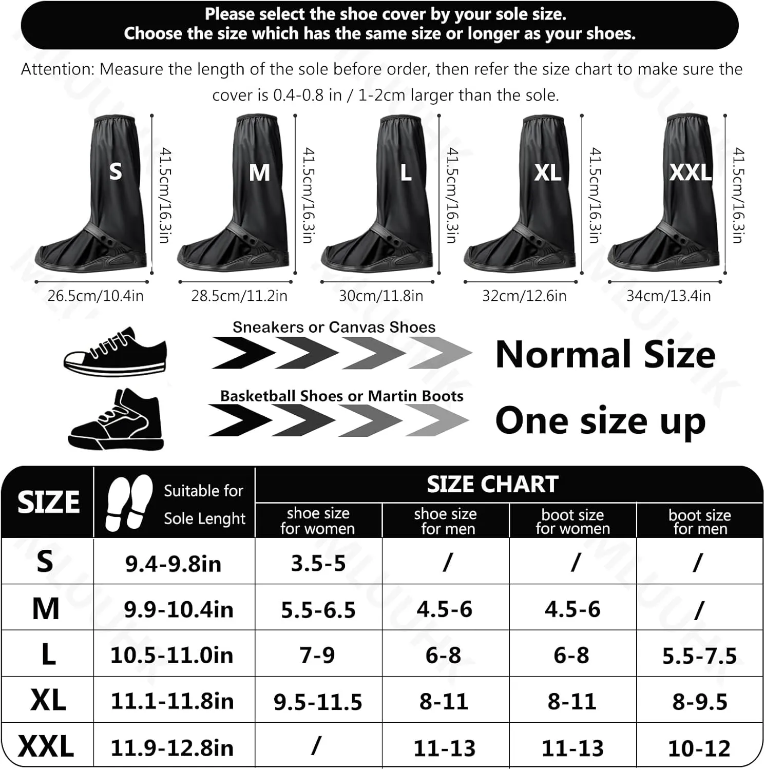 Rain Shoe Covers, Reusable Waterproof Rain Cover for Shoes, Non-Slip PVC Snow Boot Covers for Men and Women