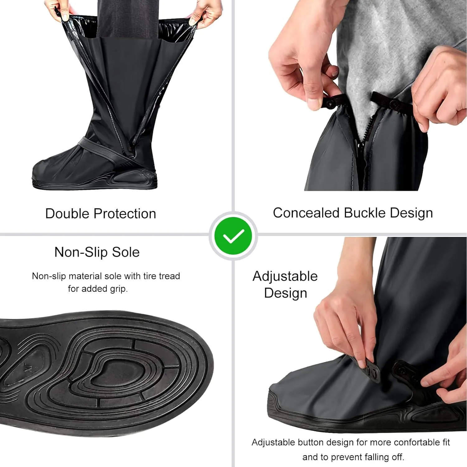 Rain Shoe Covers, Reusable Waterproof Rain Cover for Shoes, Non-Slip PVC Snow Boot Covers for Men and Women