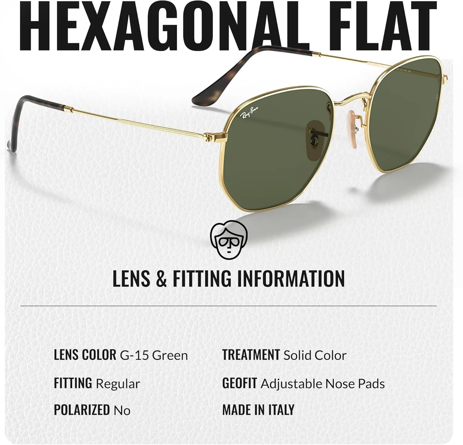 Ray-Ban RB3548N Hexagonal Flat Lenses Sunglasses With Eyewear Kit Bundle - Adjustable Nose Pads - Retro Sunglasses
