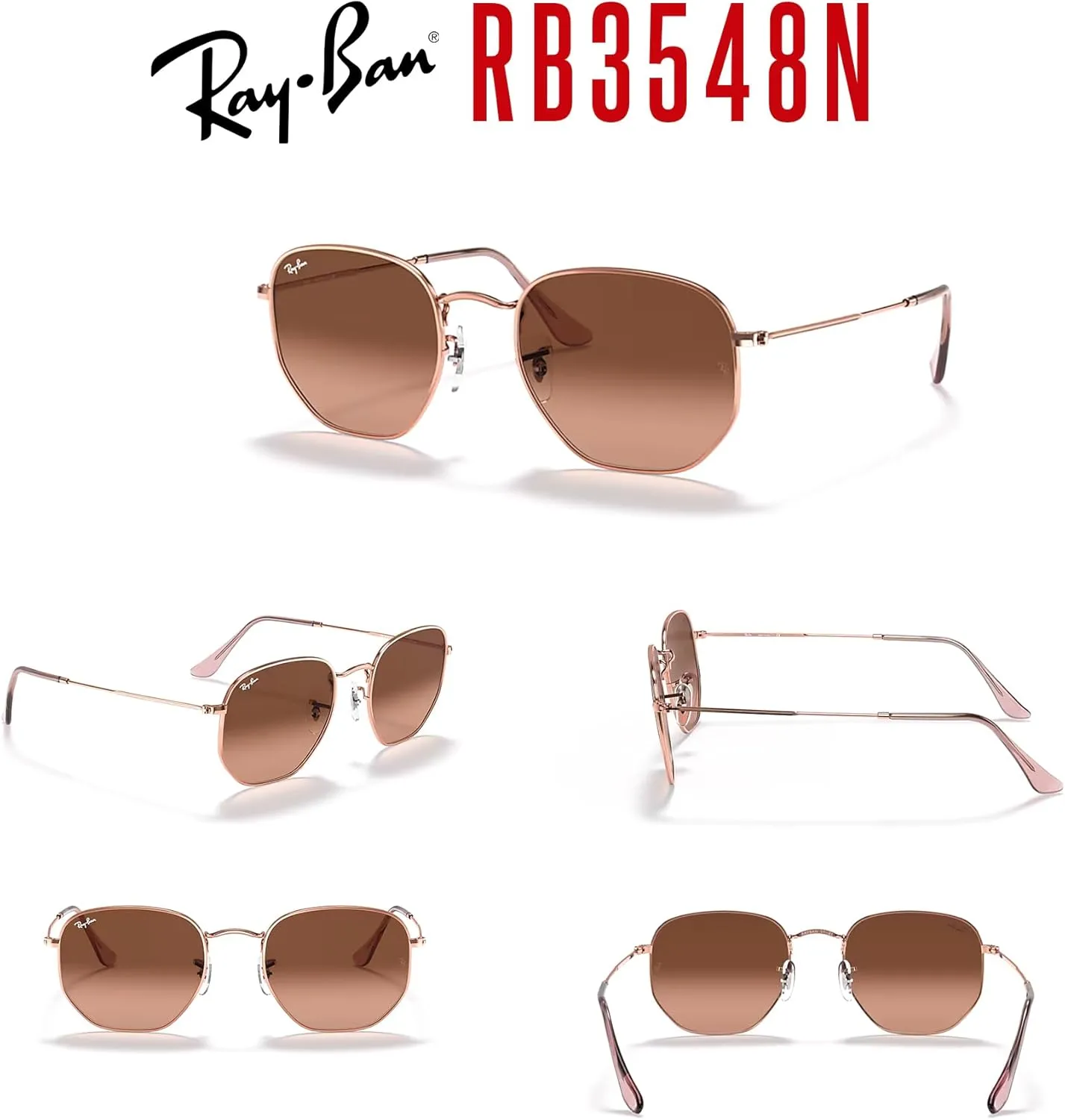 Ray-Ban RB3548N Hexagonal Sunglasses For Men For Women   Bundle with Designer iWear Kit