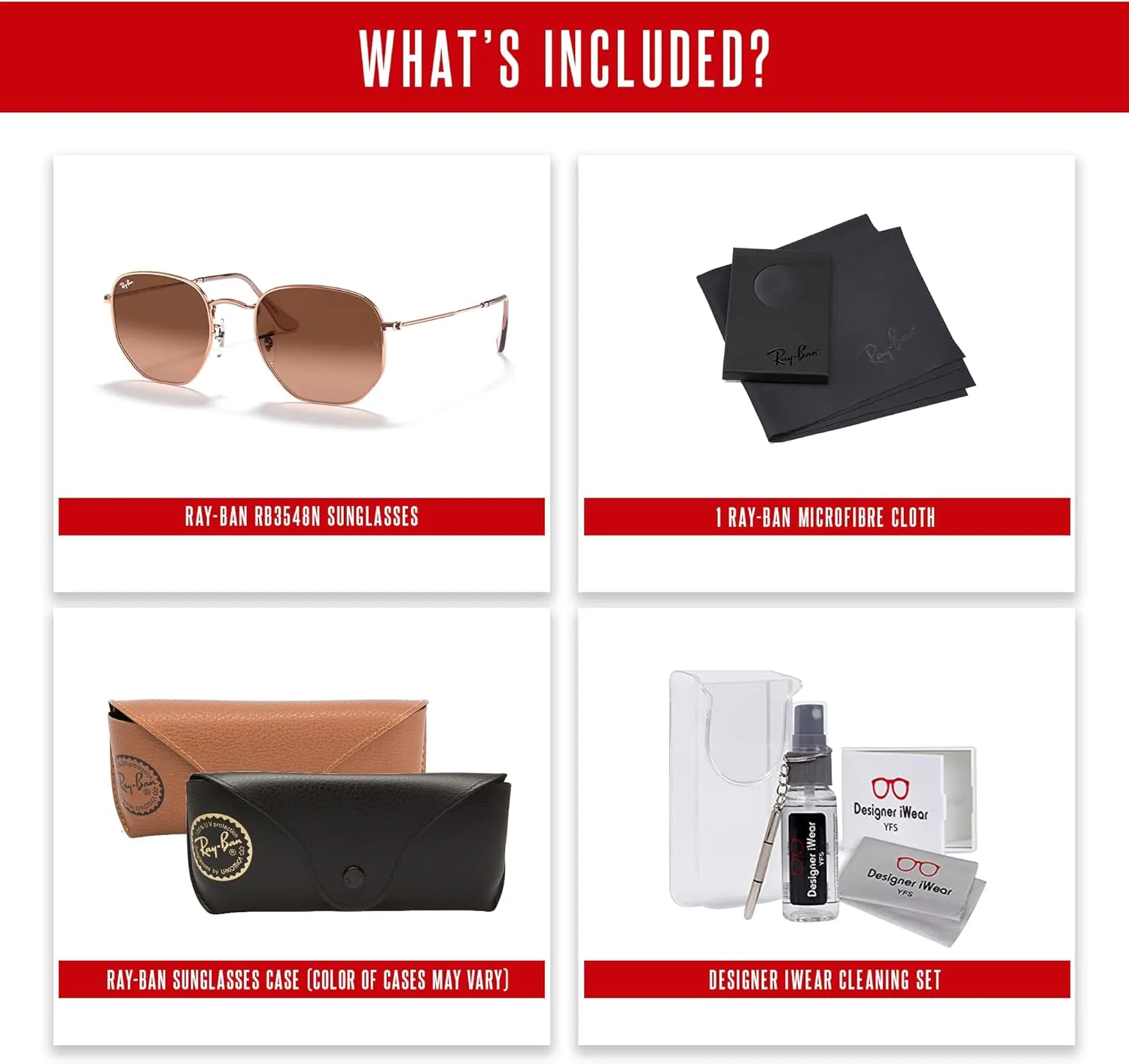 Ray-Ban RB3548N Hexagonal Sunglasses For Men For Women   Bundle with Designer iWear Kit