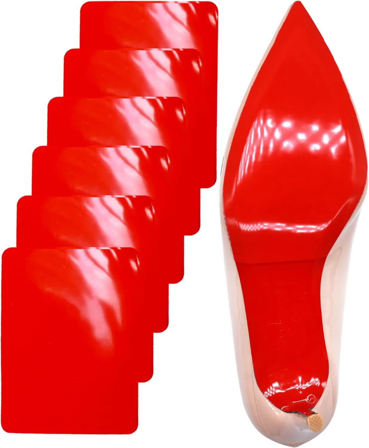 Red Bottom Shoe Protector Compatible with Christian Louboutin Shoes,Self-Adhesive Sole Guard to Protect & Restore Shoe Bottoms,Anti-Slip Replacement for High Heels (6"x4.5",Mirror Face 6Pcs)