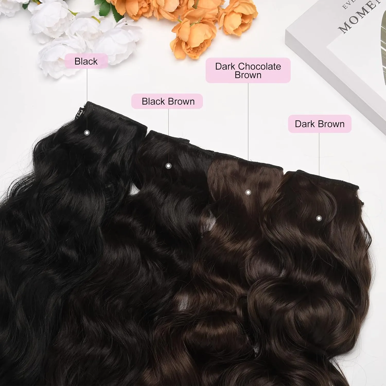REECHO Invisible Wire Hair Extensions with Thinner Softer Lace Weft (Dark Brown, 16 Inch (Pack of 1))