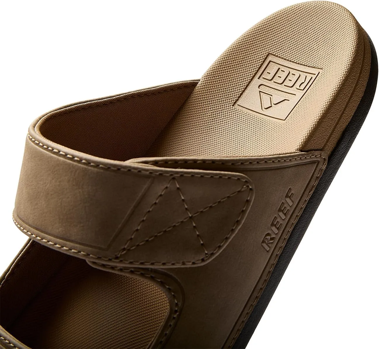 REEF Cushion Tradewind SL Men's Slides, Adjustable Velcro Vegan Leather Straps, Ultra Soft Cushion Footbed