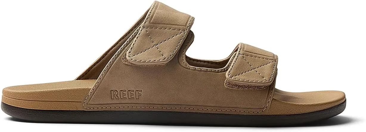 REEF Cushion Tradewind SL Men's Slides, Adjustable Velcro Vegan Leather Straps, Ultra Soft Cushion Footbed