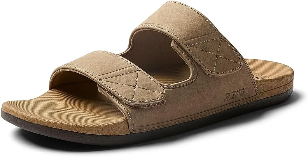 REEF Cushion Tradewind SL Men's Slides, Adjustable Velcro Vegan Leather Straps, Ultra Soft Cushion Footbed