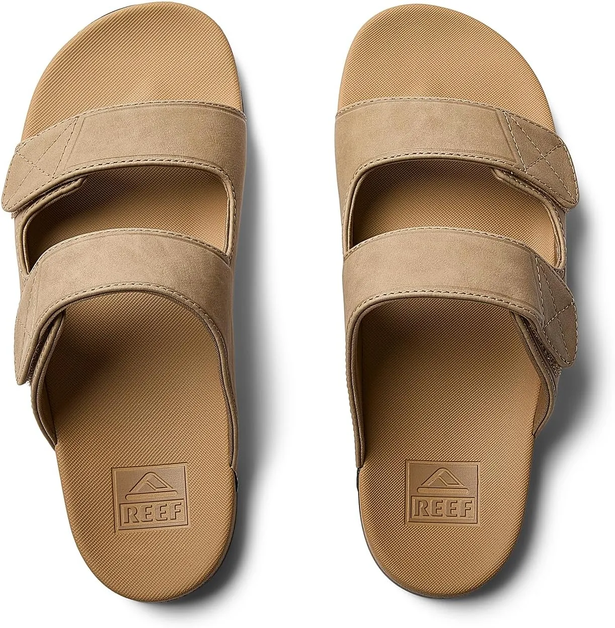 REEF Cushion Tradewind SL Men's Slides, Adjustable Velcro Vegan Leather Straps, Ultra Soft Cushion Footbed