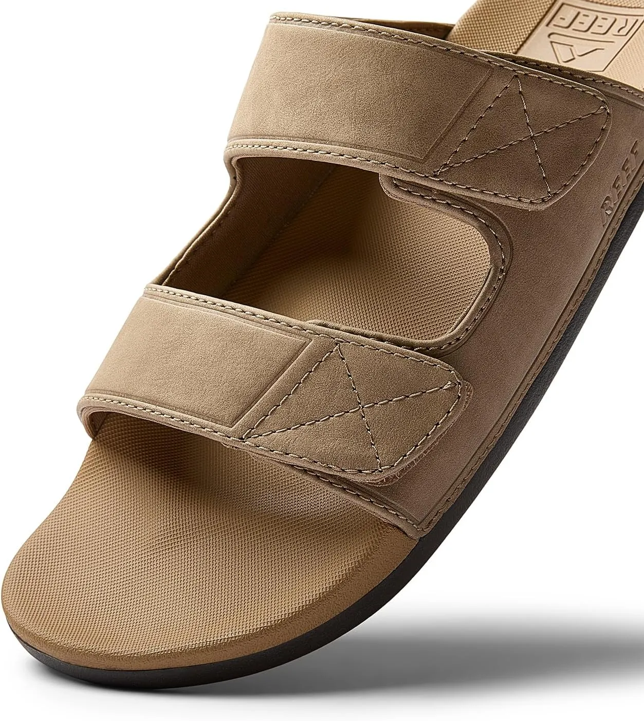 REEF Cushion Tradewind SL Men's Slides, Adjustable Velcro Vegan Leather Straps, Ultra Soft Cushion Footbed
