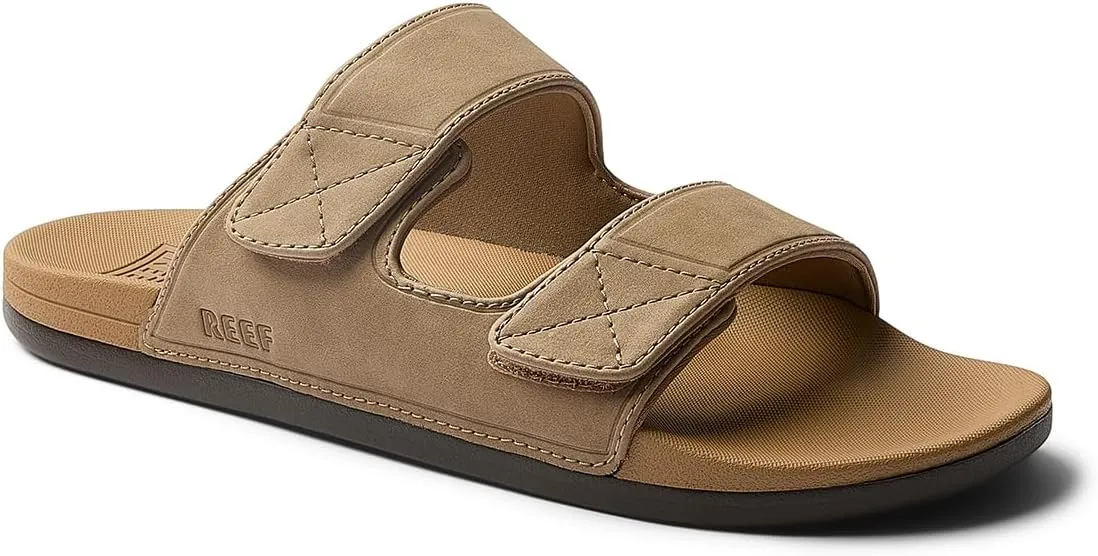 REEF Cushion Tradewind SL Men's Slides, Adjustable Velcro Vegan Leather Straps, Ultra Soft Cushion Footbed