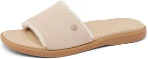 REEF Sunny Arrianah Cozy Women's Slide Sandal, Full Grain Leather, Soft Faux Fur Lined Strap