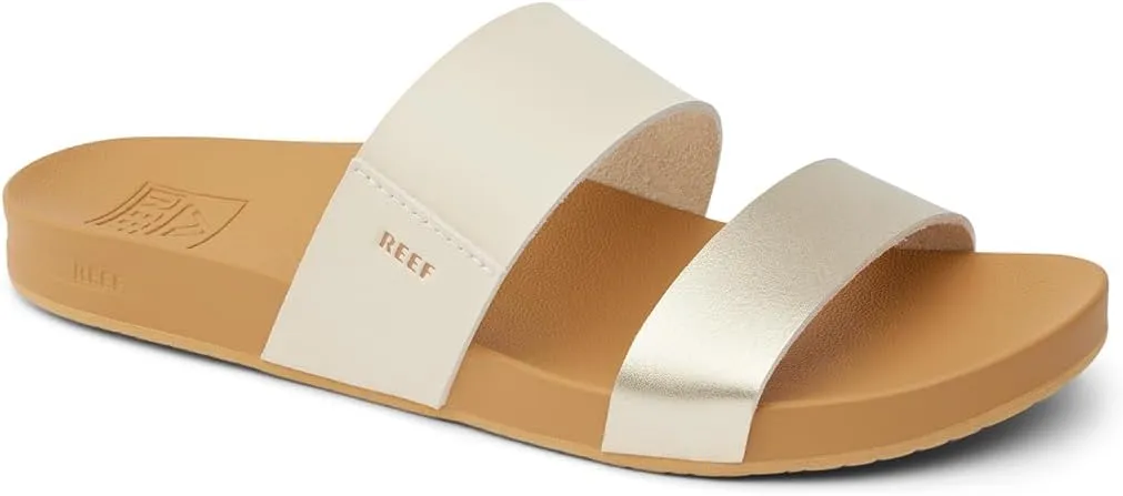 Reef Women's Cushion Vista Fashion Slide Sandal, Vegan Leather Strap, Soft Footbed