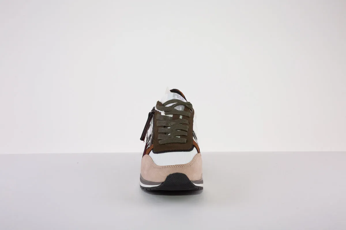 REFRESH 170159  FASHION LACED TRAINER - BEIGE MULTI