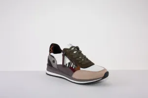 REFRESH 170159  FASHION LACED TRAINER - BEIGE MULTI