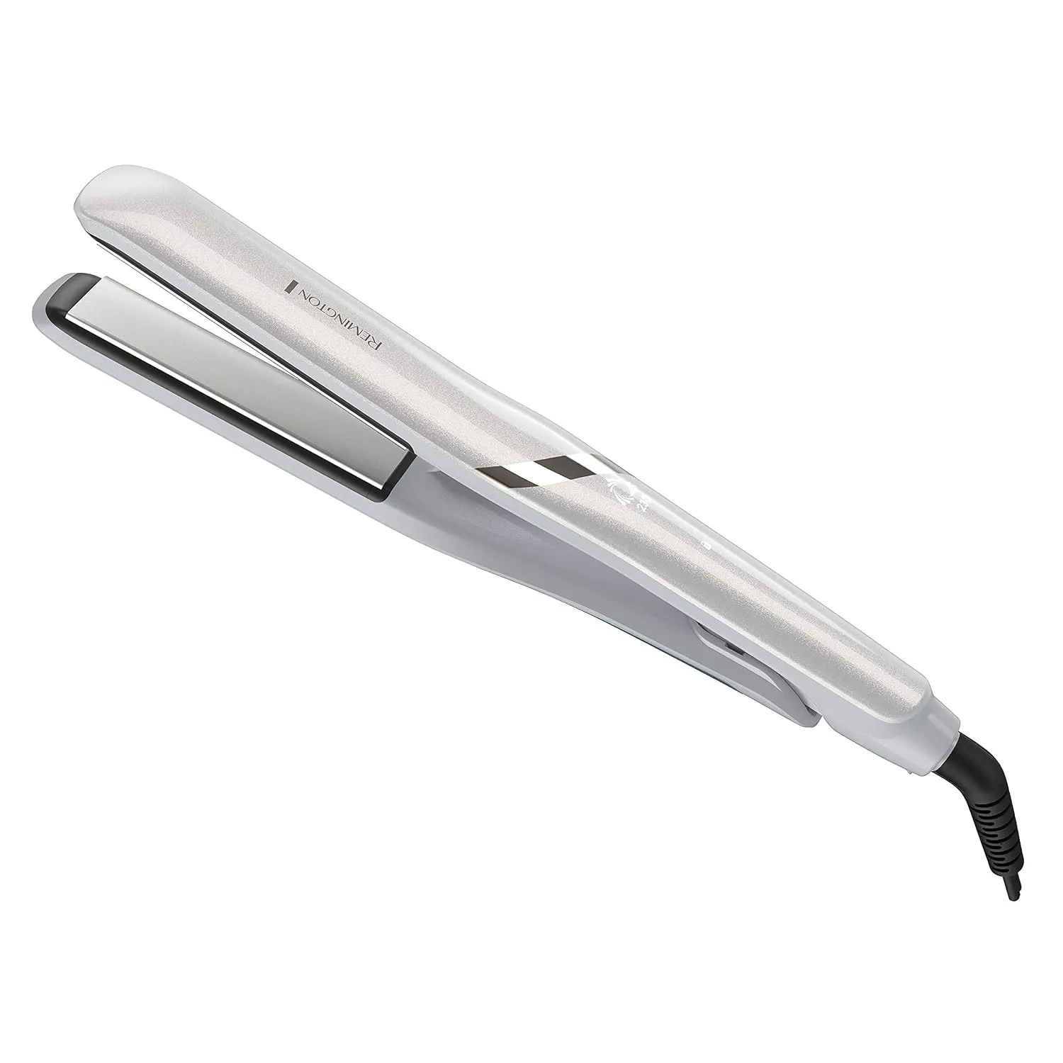 Remington PROLUXE HydraCare 1” Flat Iron / Hair Straightener with 1” Floating Plates, 450°F High Heat, Pearl White/Gray