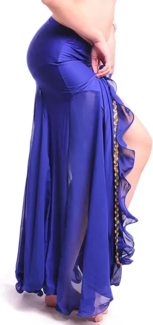 ROYAL SMEELA Women's Skirt Belly Dance Costume for Women Dancing Dress High Split Beach Ruffle Bellydance Skirts Red