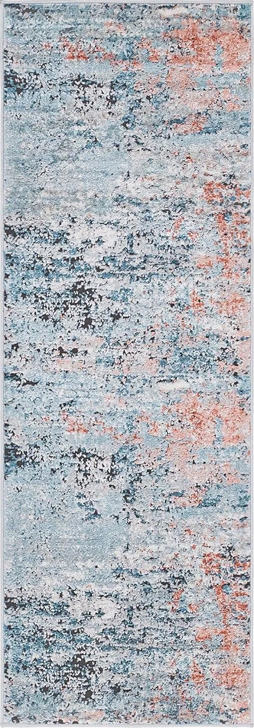 Rugs.com Leipzig Collection Runner Rug – 6 Ft Runner Multi Low-Pile Rug Perfect for Hallways, Entryways