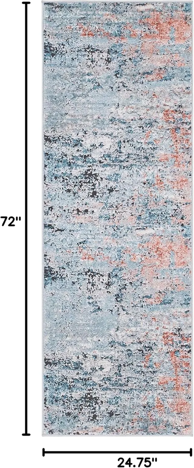 Rugs.com Leipzig Collection Runner Rug – 6 Ft Runner Multi Low-Pile Rug Perfect for Hallways, Entryways