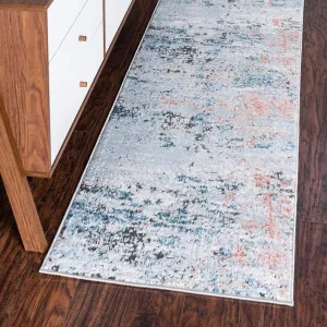 Rugs.com Leipzig Collection Runner Rug – 6 Ft Runner Multi Low-Pile Rug Perfect for Hallways, Entryways