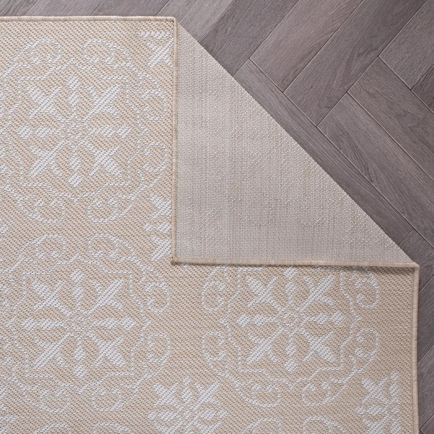 Rugshop Budelli Transitional Geometric Textured Flat Weave Easy Cleaning Outdoor Rugs for Deck,Patio,Backyard Indoor/Outdoor Runner Rug 2' x 7' Natural